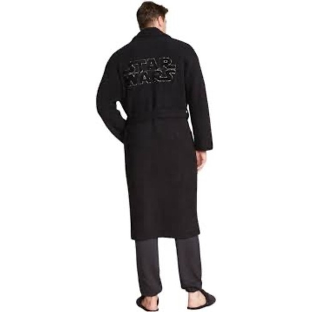Barefoot Dreams Star Wars Robe Mens L CozyChic Plush Black Loungewear Sci Fi